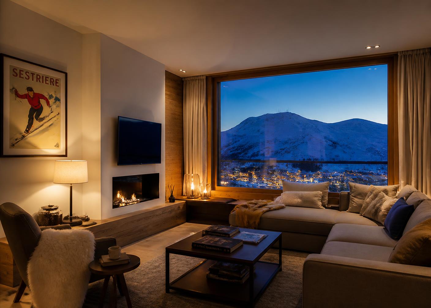 Interno di un appartamento in affitto breve a Sestriere con vista sulle piste
