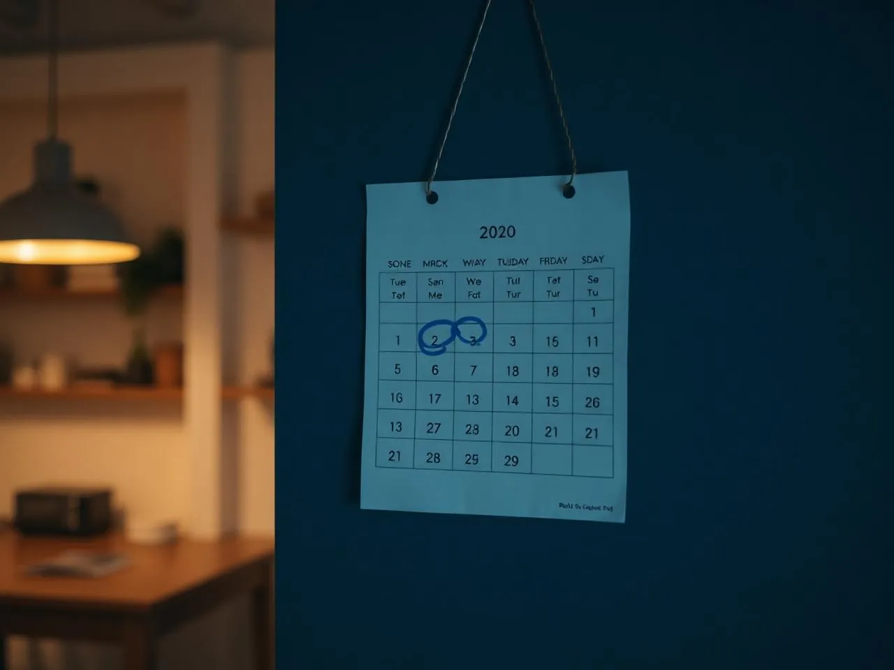 Calendario con alcune date cerchiate in blu per l'uso personale dell'immobile